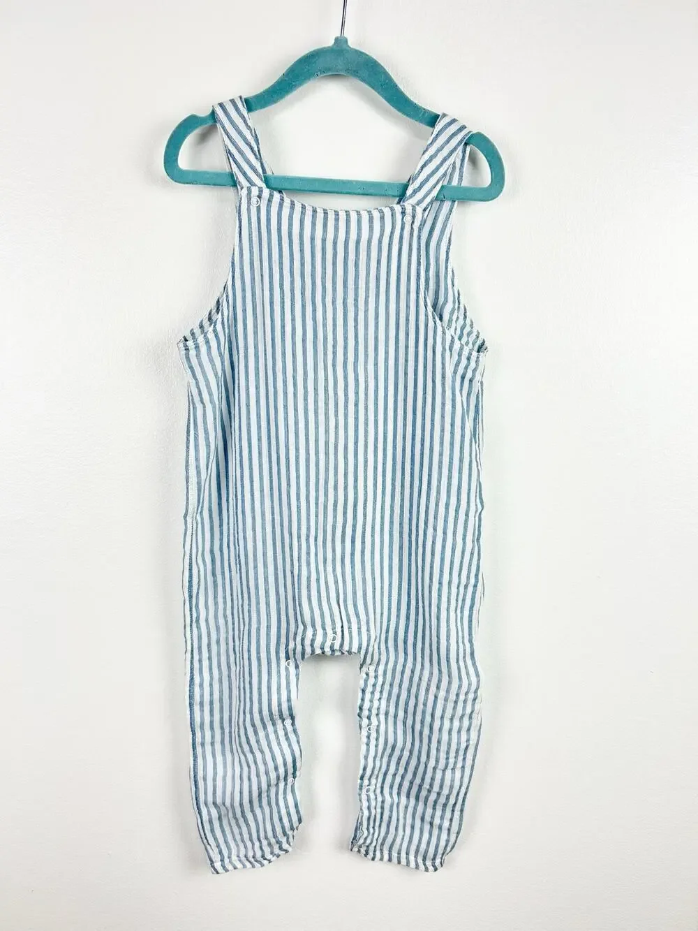 NEW TullaBee by Angel Dear Blue Stripe Overalls 100% Cotton 18-24 Months